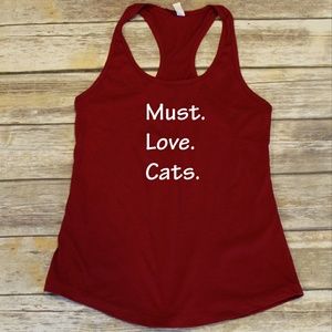 Must Love Cats Ladies Racerback Tank - gym top